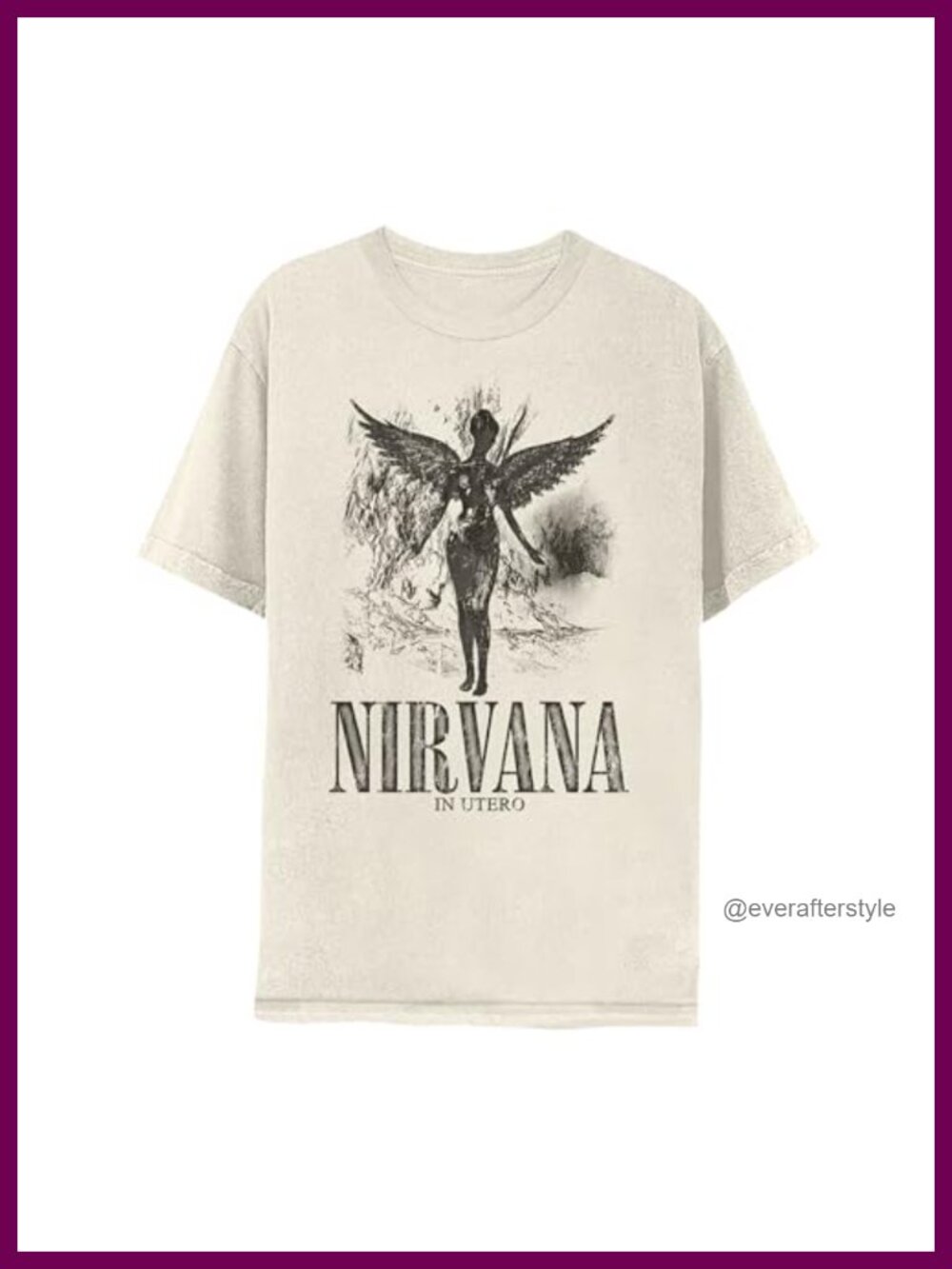 Nirvana In Utero Winged Angel Vintage Style Cotton Crewneck Tee